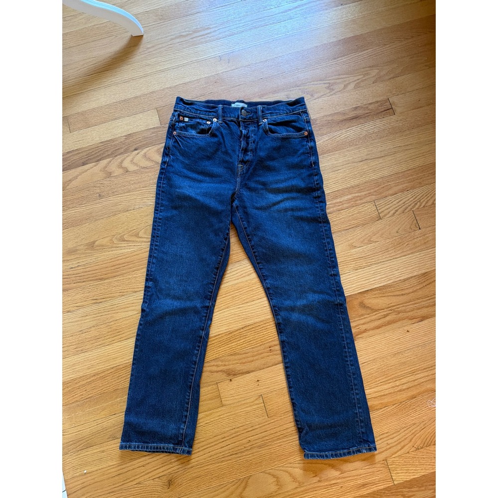 AE77 American Eagle Straight Crop Jeans Dark Wash High Rise Button Fly Size 8